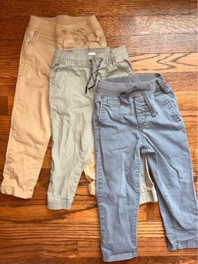GAP Boys 3T Drawstring Joggers Bundles - Tan, Sage, Blue